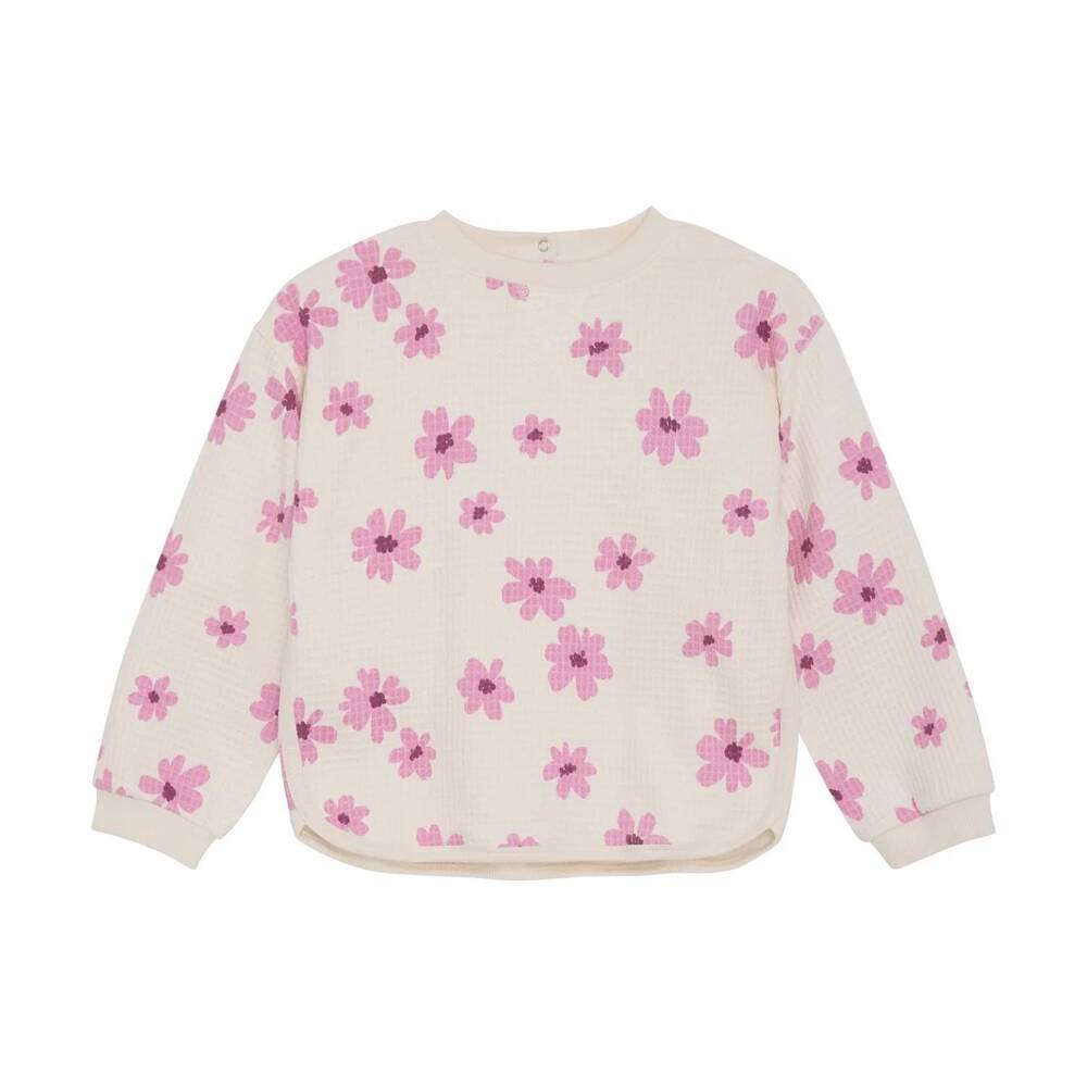 NEW MINYMO girl's floral waffle set in white pink